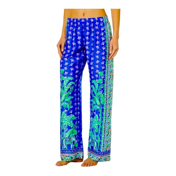 Lilly Pulitzer Other - Lilly Pulitzer PJ Satin Pant Blue Grotto Fan Favorite Sz L